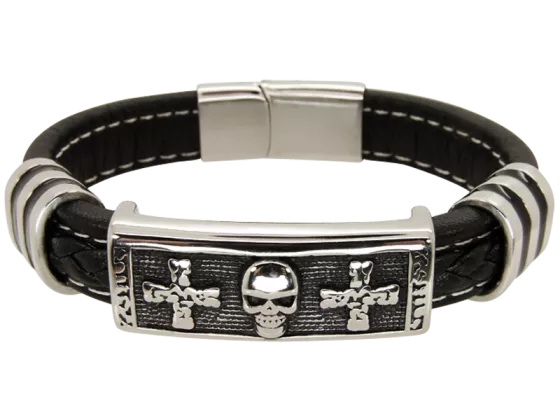 Armband Skull aus Leder mit Verlängerung